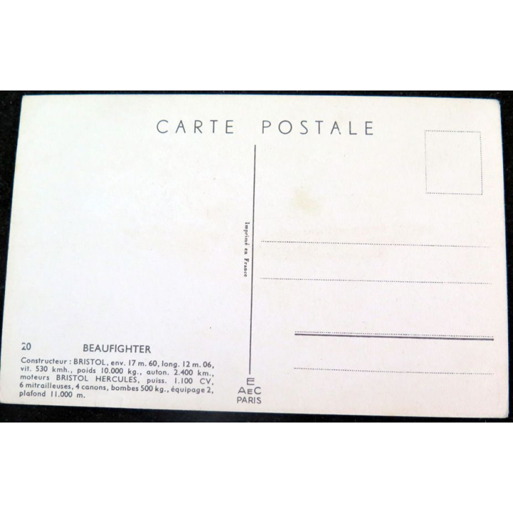 Carte postale dessin de BEAUFIGHTER avions de Guerre 39-45 EAEC PARIS