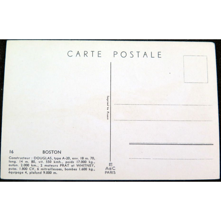Carte postale dessin de BOSTON avions de Guerre 39-45 EAEC PARIS