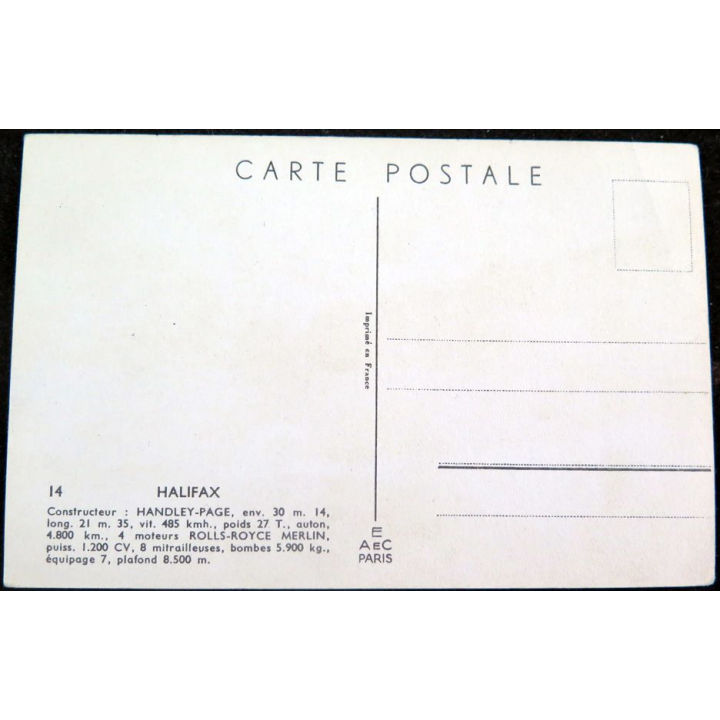 Carte postale dessin de HALIFAX avions de Guerre 39-45 EAEC PARIS