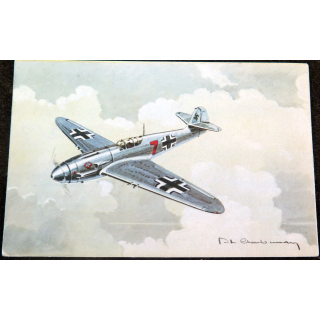 Carte postale dessin de MESSERSCHMITT 109-F avions de Guerre 39-45 EAEC PARIS
