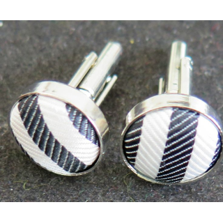 bouton de manchettes den acier et tissu (la paire)
