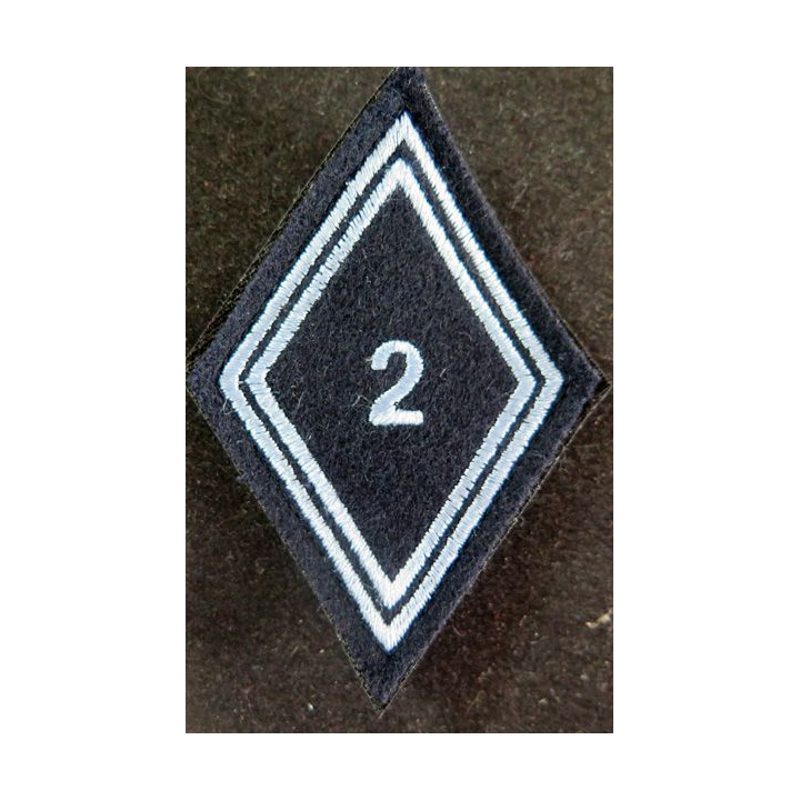 LOSANGE DE BRAS MODÈLE 45 : 2° régiment de hussards troupe 2 bleu clair sur velcro