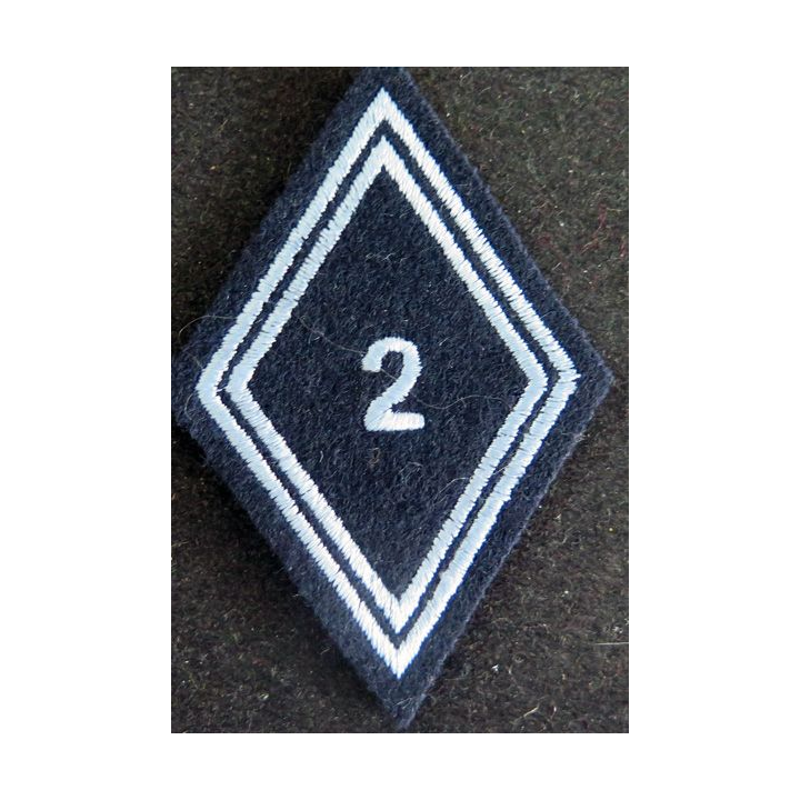 LOSANGE DE BRAS MODÈLE 45 : 2° régiment de hussards troupe 2 bleu clair