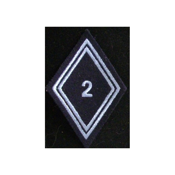 LOSANGE DE BRAS 2° régiment de hussards troupe 2 bleu clair 