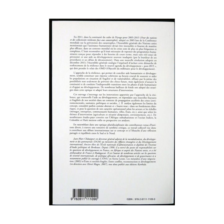 Fragilités et résilience Direction Jean-Marc Châtaignier aux Editions Karthala