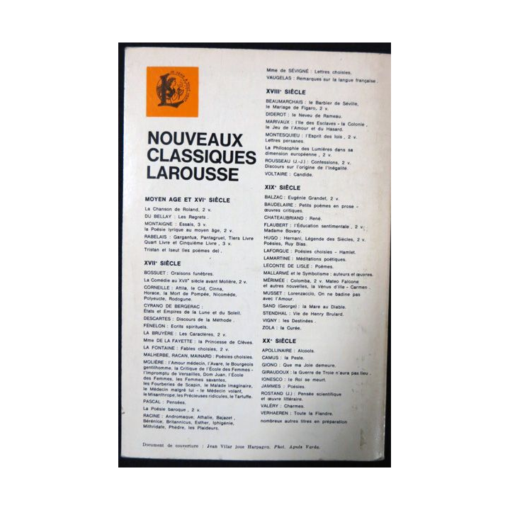 Molière : L'avare aux Editions Nouveaux Classiques Larousse