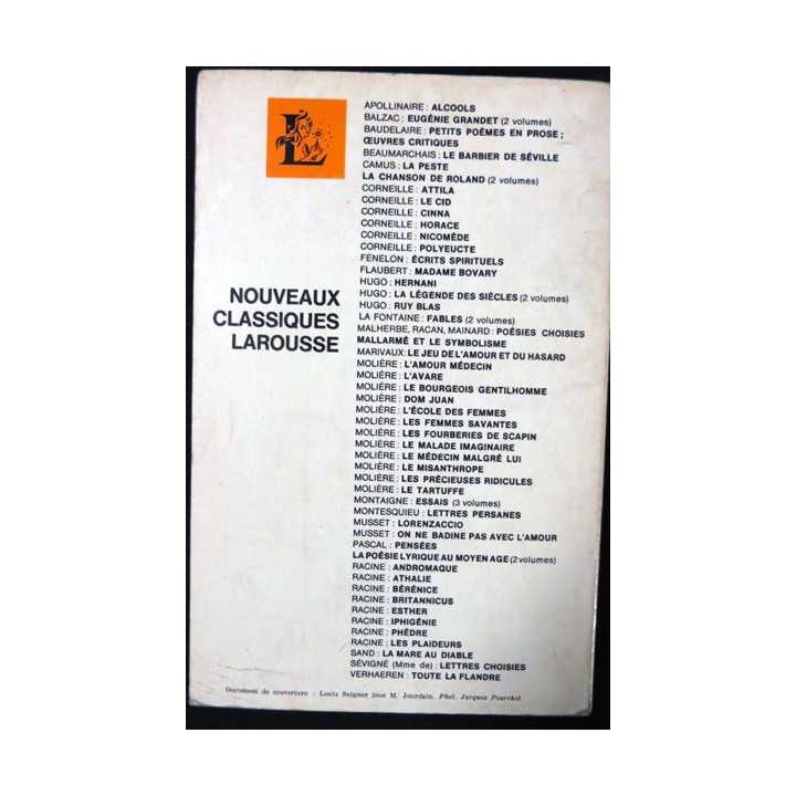 Molière : Le bourgeois gentilhomme aux Editions Nouveaux Classiques Larousse
