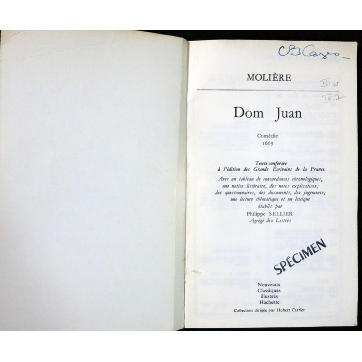 Molière : Dom Juan aux Editions Nouveaux classiques illustrés Hachette