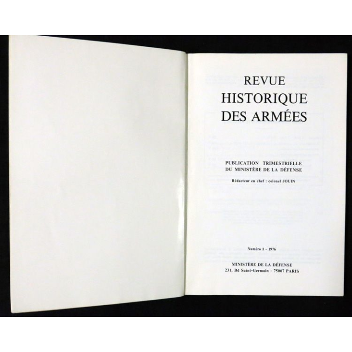 Revue Historique des Armées 3° Année - 1976 - N°1