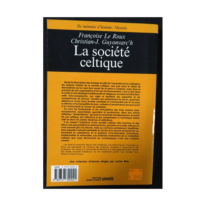 La société celtique de Françoise Le Roux Editions Ouest-France