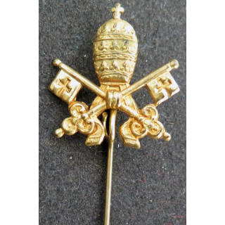 VATICAN : insigne de boutonnière papal doré hauteur 2,8 cm