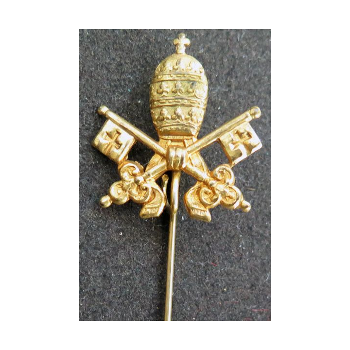 VATICAN : insigne de boutonnière papal doré hauteur 2,8 cm
