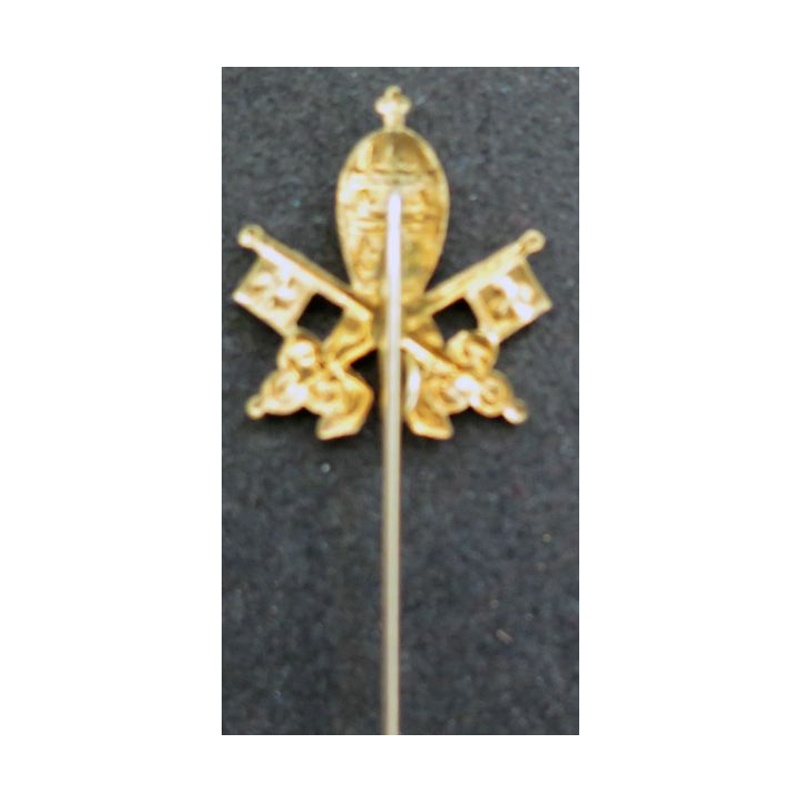 VATICAN : insigne de boutonnière papal doré hauteur 2,8 cm