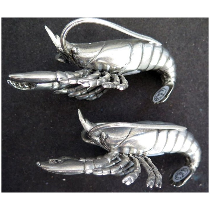 Superbe Salière et poivrière type langouste en étain de 11 cm de longueur