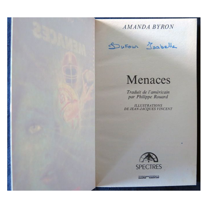 L'heure de l'angoisse : Menaces  de Amanda Byron aux Editions Spectre