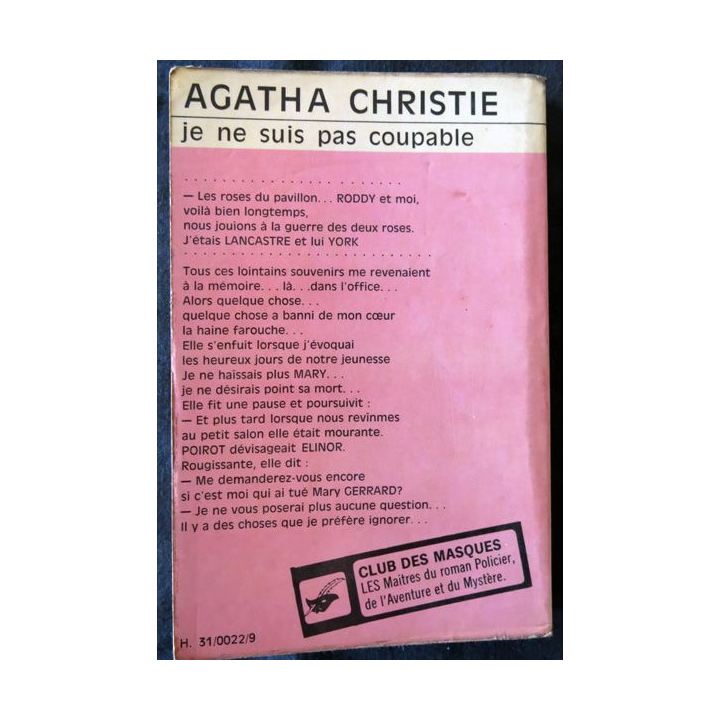 Je ne suis pas coupable de Agatha Chistie aux Editions Librairie des Champs-Elysées