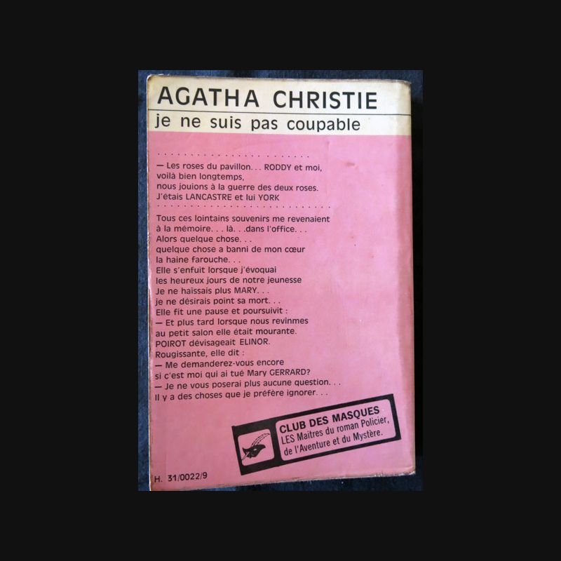 Je ne suis pas coupable de Agatha Chistie Librairie des ChampsElysées