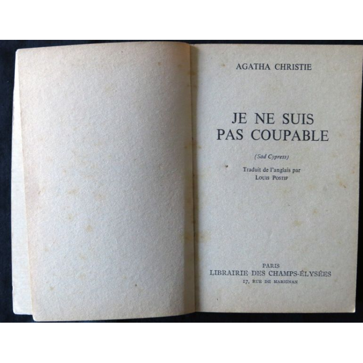 Je ne suis pas coupable de Agatha Chistie aux Editions Librairie des Champs-Elysées