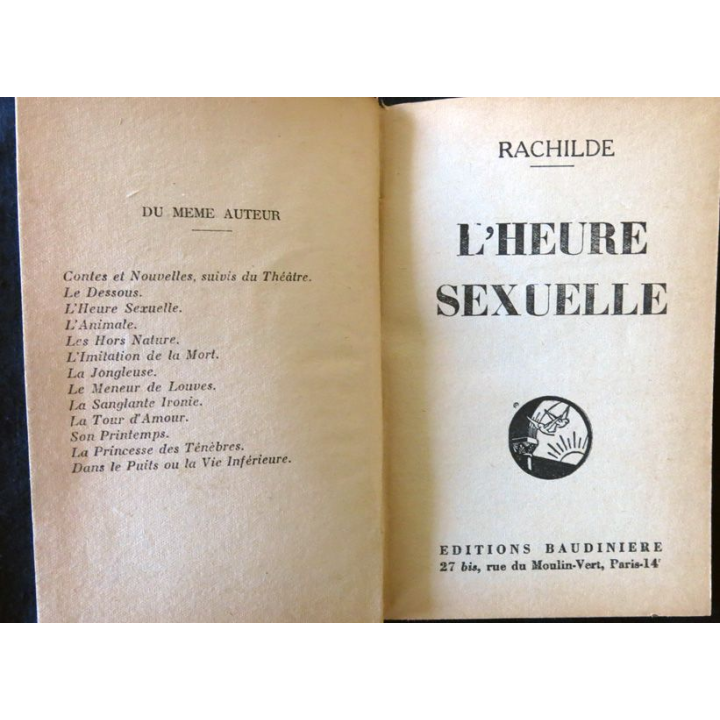 L'Heure sexuelle de Rachilde aux Editions Baudinières