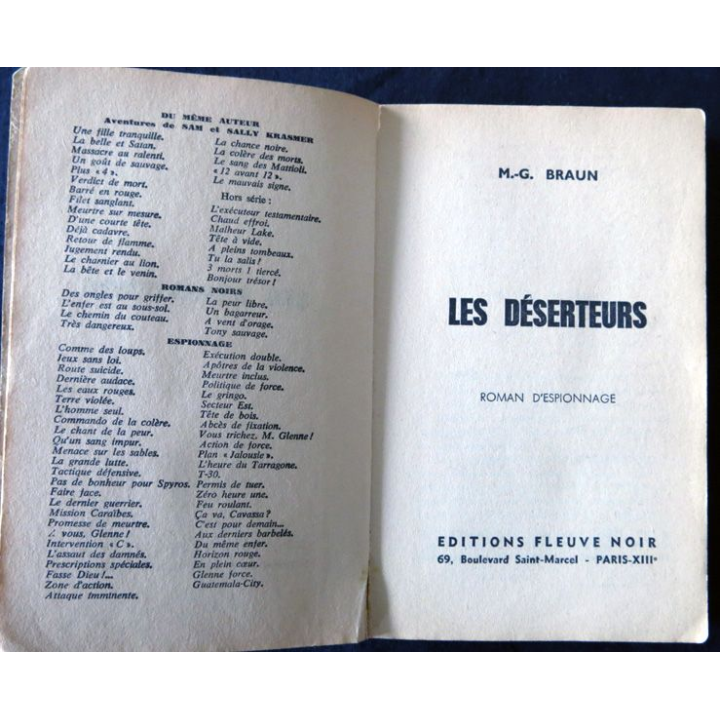 Les déserteurs de M.G. Braun aux Editions Fleuve Noir