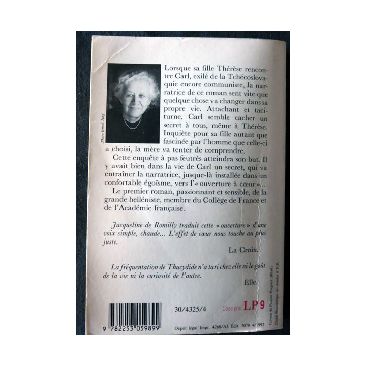 Ouverture à cœur de Jacqueline de Romilly aux Editions Le Livre de Poche