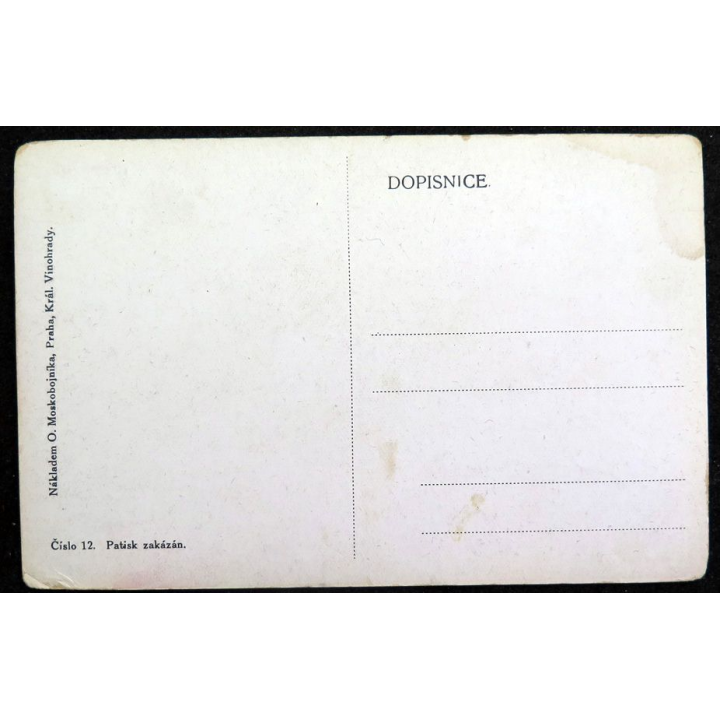 Carte postale tchèque réalisée par O. Moskobojnika, Prague, Král Vinohrady