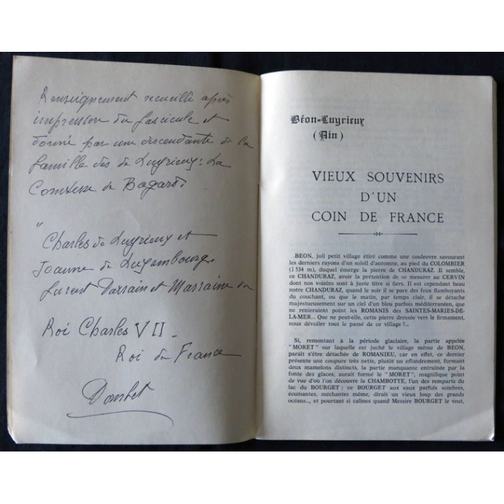 Béon-Luyrieux et ses origines de J. Combat, Imprimerie Gaillard