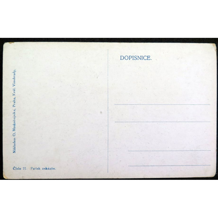 Carte postale tchèque réalisée par O. Moskobojnika, Prague, Král Vinohrady