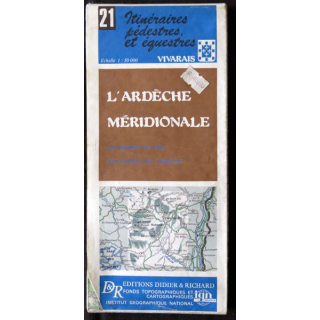 Carte IGN  itinéraires pédestres N°21  Ardèche méridionale 1: 50 000