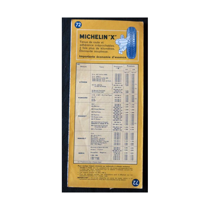 Carte Michelin N° 72 Angoulème-Limoges 1:200 000