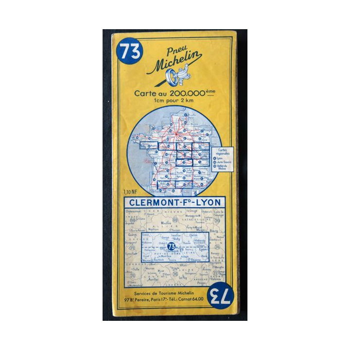 Carte Michelin N° 73 Clermont-Ferrand-Lyon 1:200 000