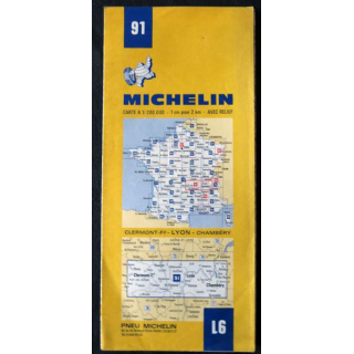 Carte Michelin N° 91 Clermont-Ferrand-Lyon Chambéry 1:200 000