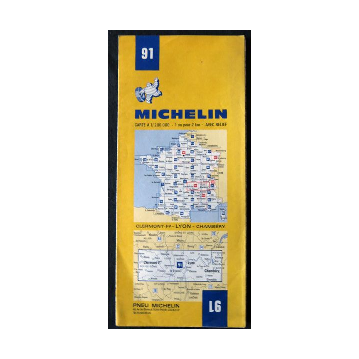 Carte Michelin N° 91 Clermont-Ferrand-Lyon Chambéry 1:200 000