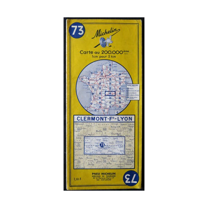 Carte Michelin N° 73 Clermont-Ferrand-Lyon 1:200 000