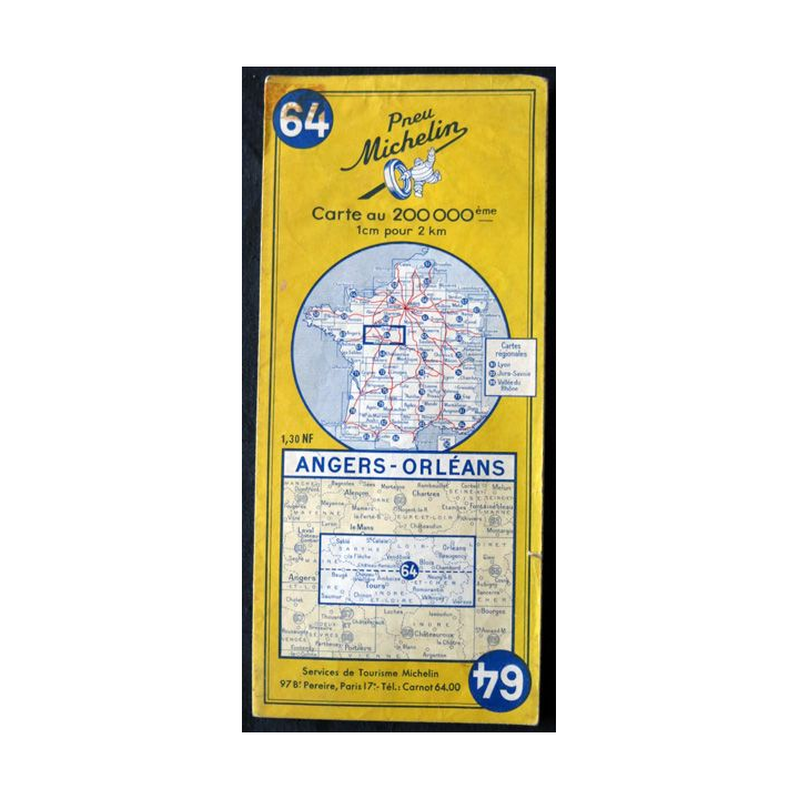 Carte Michelin N° 64 Angers - Orléans 1:200 000