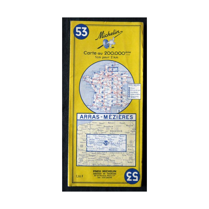 Carte Michelin N° 53 Arras - Mézières 1:200 000