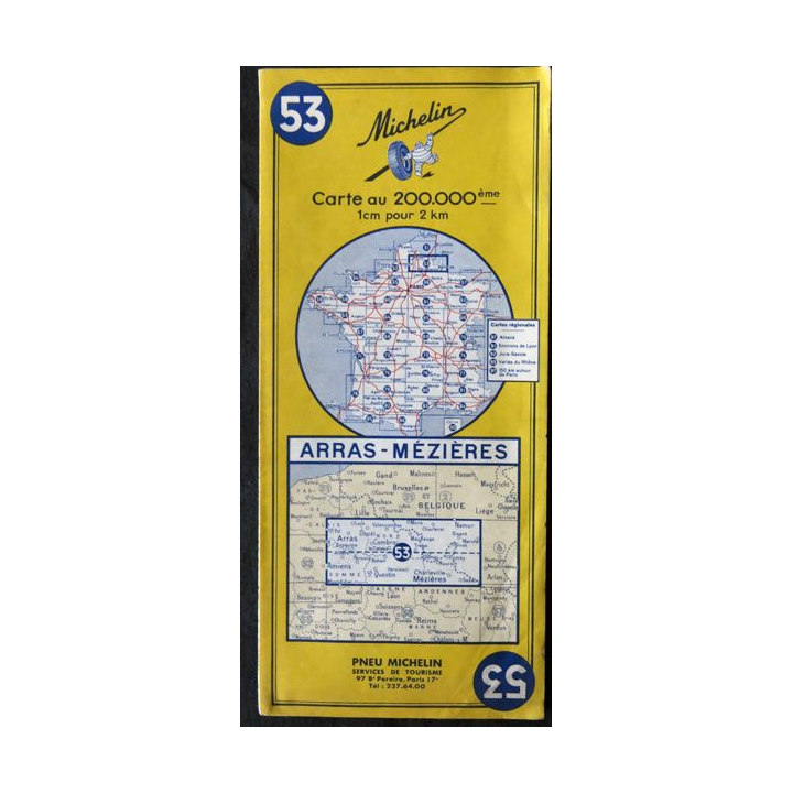 Carte Michelin N° 53 Arras - Mézières 1:200 000