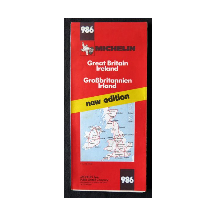 Carte Michelin N° 986  Grande Bretagne - Irelande  1:1000 000 Nouvelle édition