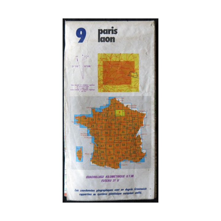 Carte IGN N°9 série M 663 Paris - Laon 1:100 000