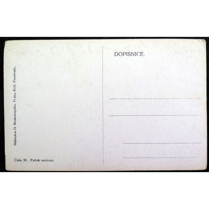 Carte postale tchèque réalisée par O. Moskobojnika, Prague, Král Vinohrady