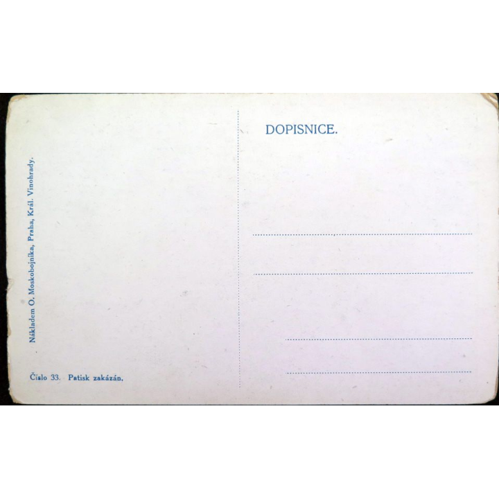 Carte postale tchèque réalisée par O. Moskobojnika, Prague, Král Vinohrady