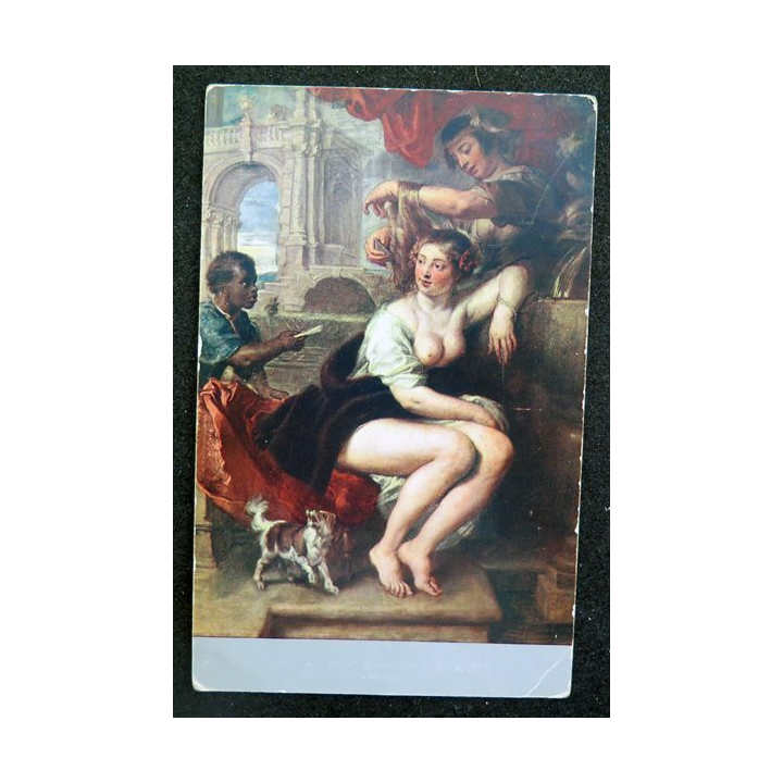 Carte postale polonaise allemande de Bethsabée à la fontaine de Rubens