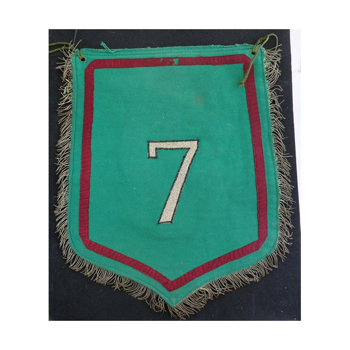 7° RCH : Flamme de trompette du 7° régiment de chasseurs à cheval 25 x 35 cm fils argentés