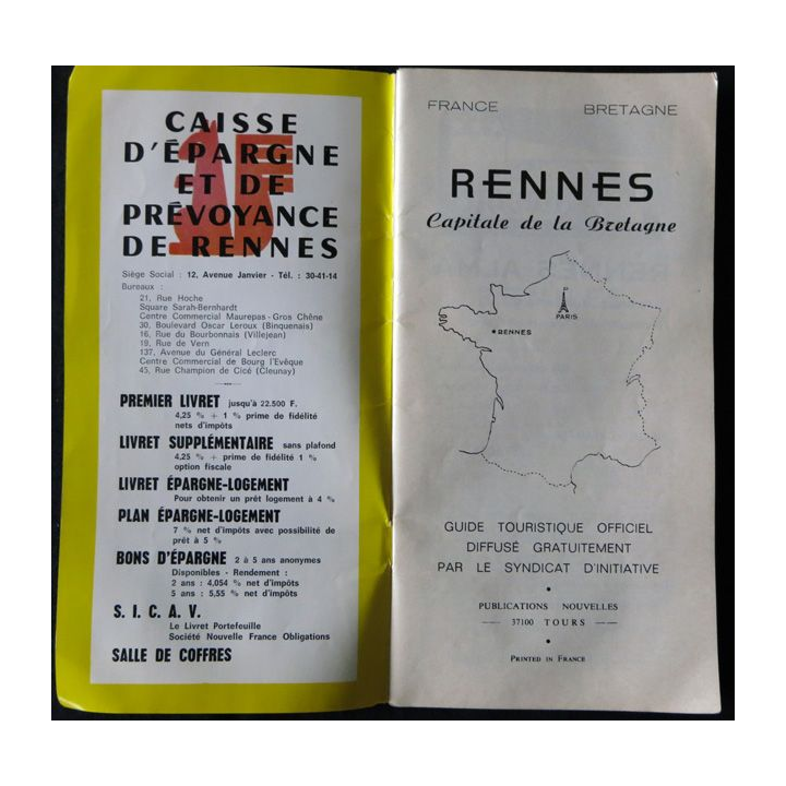 Rennes capitale de la Bretagne : Guide officiel du Syndicat d'initiative