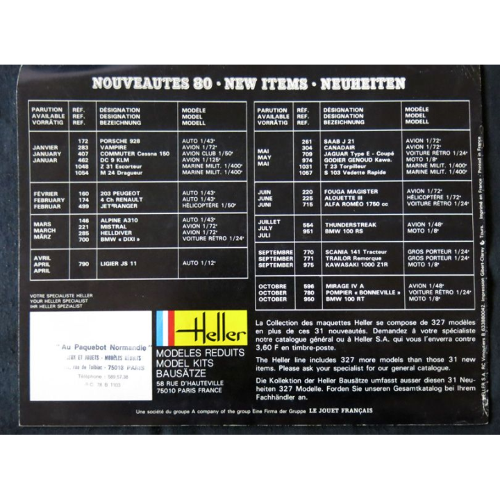 Catalogue Heller Modèles réduits 1980