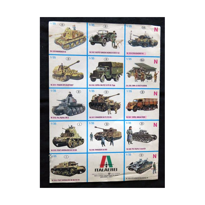 Plaquette Italaerei modèles réduits au 1/72 et 1/35 année1976