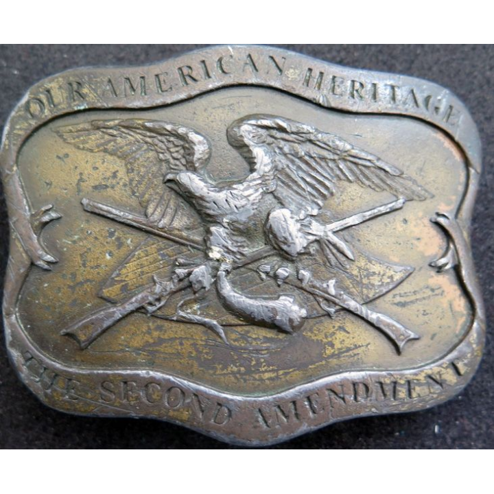 USA : boucle de ceinturon réalisé sur le second amendement "our american heritage"