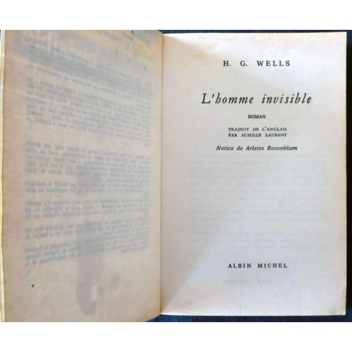 L'homme invisible de H.G. Wells aux Editions Albin Michel Le livre de Poche (texte intégral)