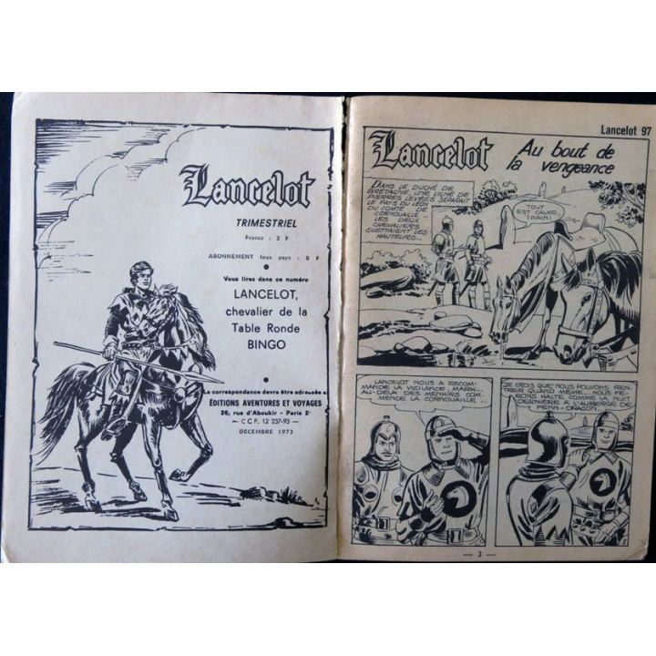 Lancelot : Petits Formats N° 97 année 1973 Editions Avenures et voyages mon Journal