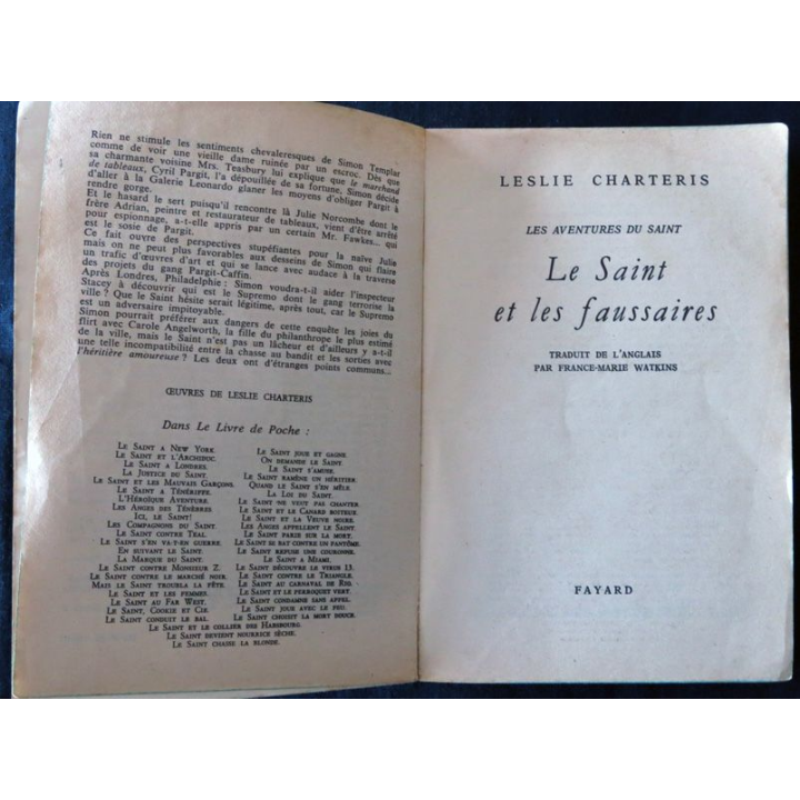 Le Saint et les faussaires de Leslie Charteris aux Editions Le livre de Poche